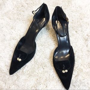 J. CREW Italian Velvet Heels with Sparkle Detail